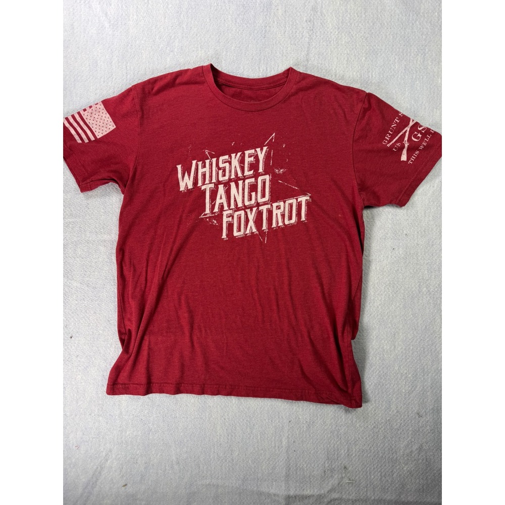 Grunt Style Mens Whiskey Tango Foxtrot Graphic T-Shirt Red Large Short Sleeve